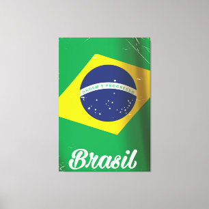 Lienzo Poster de viaje de la bandera nacional de Brasil