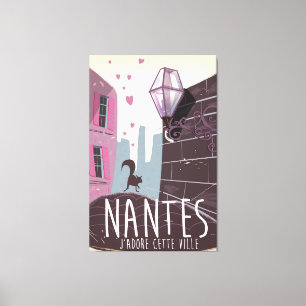 Lienzo Póster de viaje de la ciudad de Nantes Francia