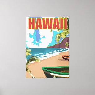 Lienzo Poster de viaje de la época de Hawaii