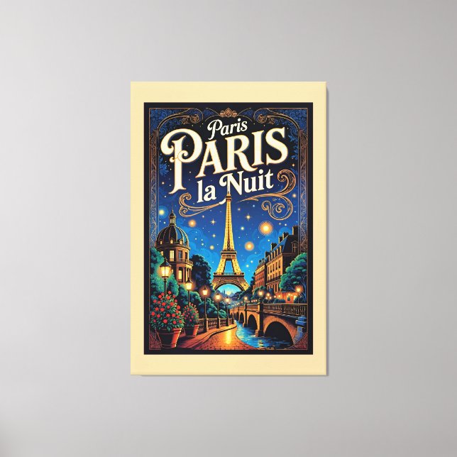 Lienzo Póster de viaje de París,  (Anverso)