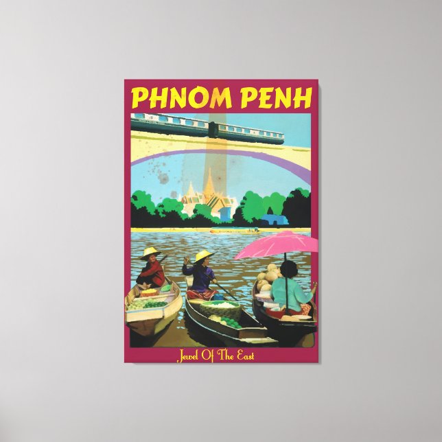 Lienzo Poster de viaje de Phnom Penh (Anverso)