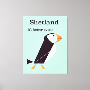 Lienzo poster de viaje de Shetland Puffin Vintage