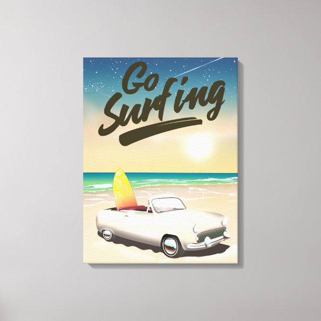 Lienzo ¡Póster de viaje de surf! (Anverso)