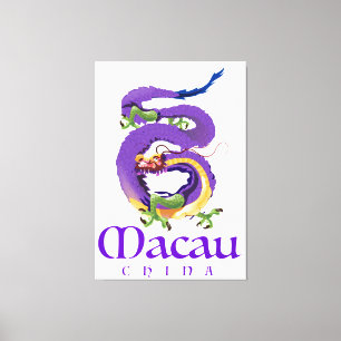 Lienzo Póster de viaje del dragón de Macao China.