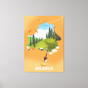 Lienzo Póster de viaje del mapa de Bielorrusia.