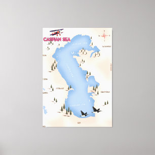 Lienzo Póster de viaje del mapa de estilo vintage del Mar