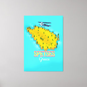 Lienzo Póster de viaje del mapa de la isla griega de Spet