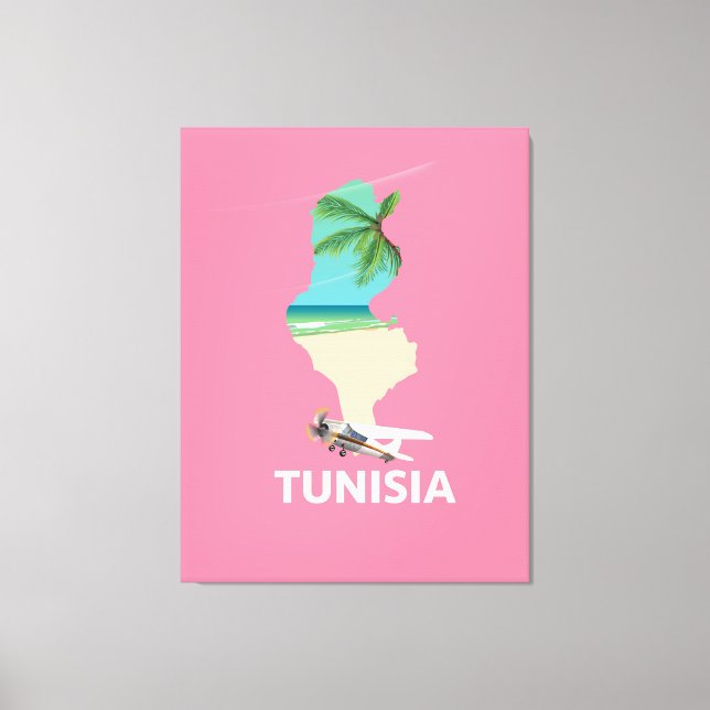Lienzo Póster de viaje del mapa de Túnez (Anverso)