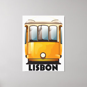 Lienzo Póster de viaje del Tranvía amarillo de Lisboa