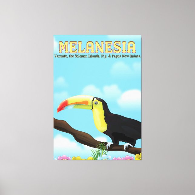 Lienzo Póster de viaje del tucán de Melanesia (Anverso)