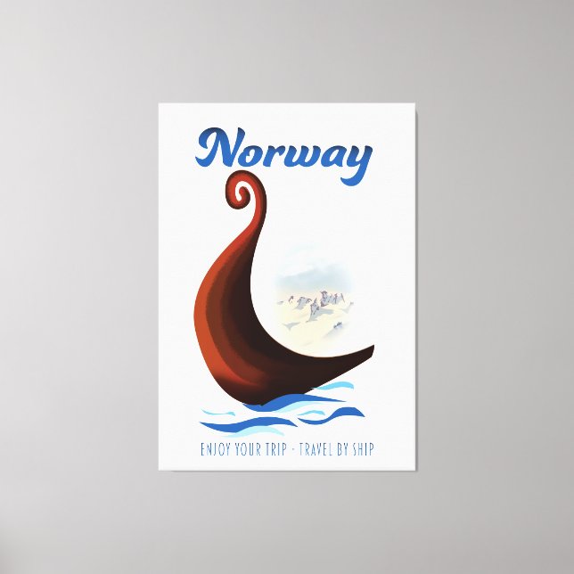 Lienzo Póster de viaje en barco largo de Noruega (Anverso)