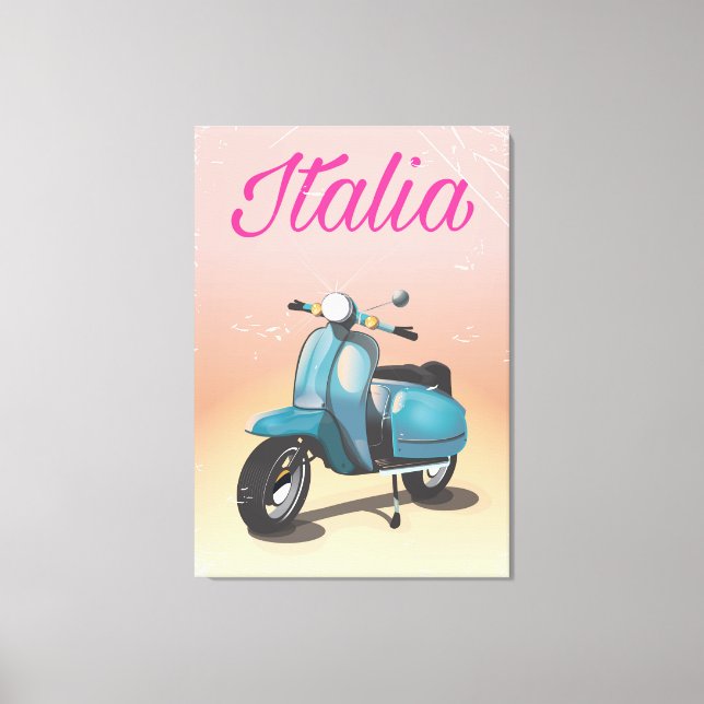 Lienzo Póster de viaje en scooter Italia (Anverso)