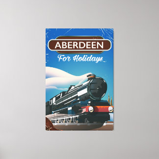Lienzo Póster de viaje en tren vintage de Aberdeen Escoci