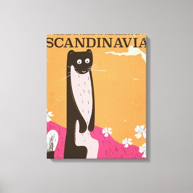 Lienzo Póster de viaje escandinavo vintage. (Anverso)