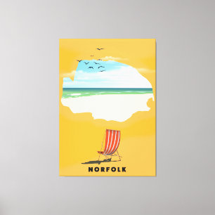 Lienzo Póster de viaje ilustrado del mapa de Norfolk