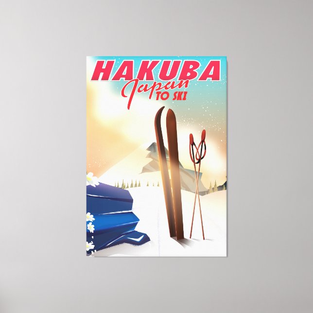 Lienzo Póster de viaje japonés de Hakuba. (Anverso)