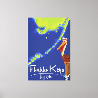 Lienzo Poster de viaje Pelican Vintage de Florida Keys