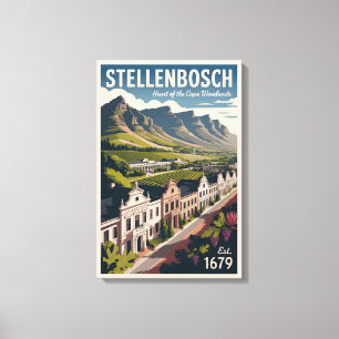 Lienzo Póster de viaje retro de Stellenbosch Sudáfrica