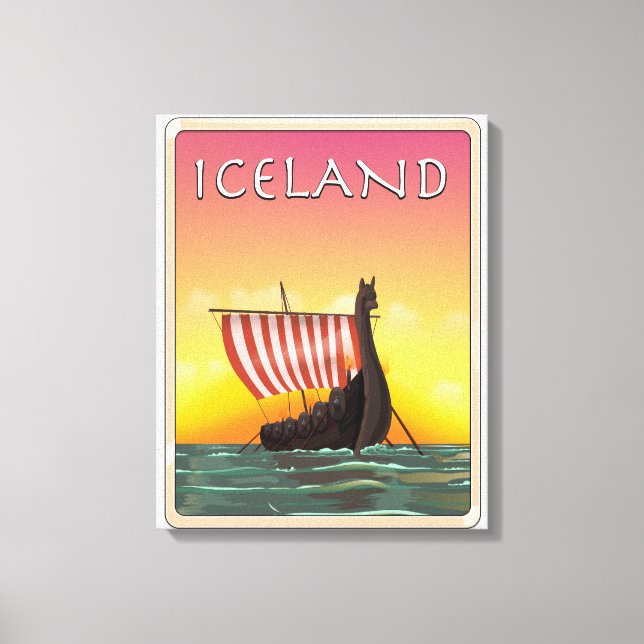 Lienzo Póster de viaje Viking Islandia (Anverso)