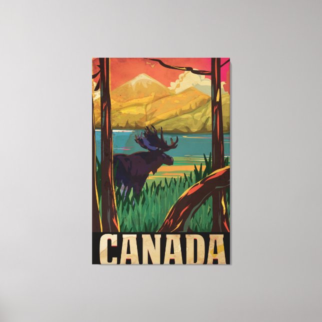 Lienzo Póster de viaje vintage de Canadá (Anverso)
