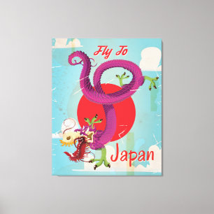 Lienzo Póster de viaje vintage de dragón de Japón