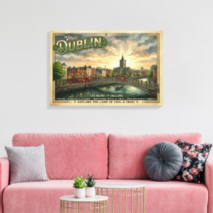 Lienzo Póster de viaje vintage de Dublín