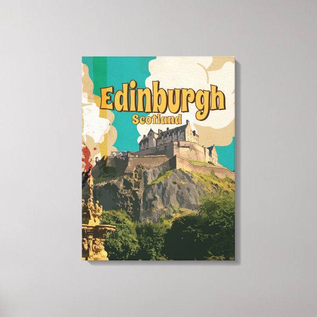 Lienzo Póster de viaje vintage de Edimburgo (Anverso)