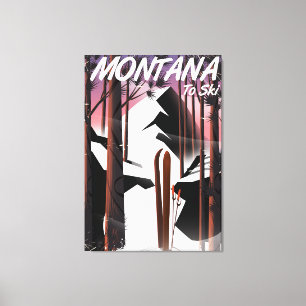 Lienzo Póster de viaje vintage de esquí de Montana