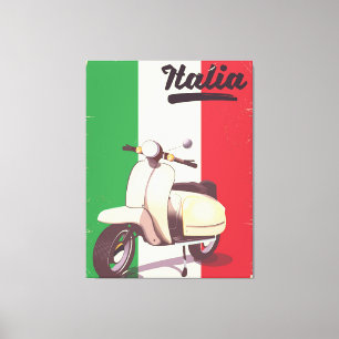 Lienzo Póster de viaje vintage de scooter Italia