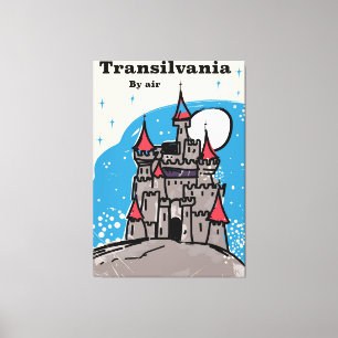 Lienzo Póster de viaje vintage del castillo de Transilvan