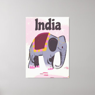 Lienzo Poster de viaje vintage para elefantes indios.