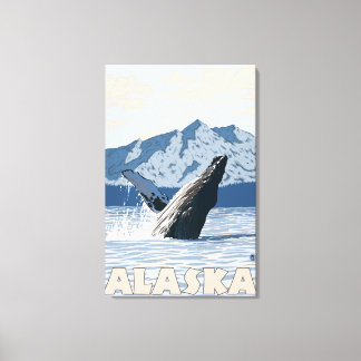 Lienzo Poster de viajes Alaska Humpback Whale Vintage