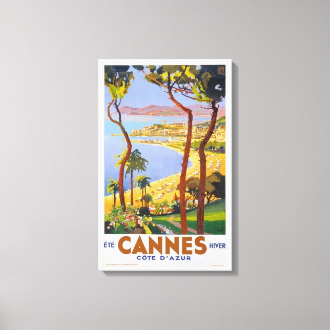 Lienzo Poster de viajes Cannes Vintage (Anverso)