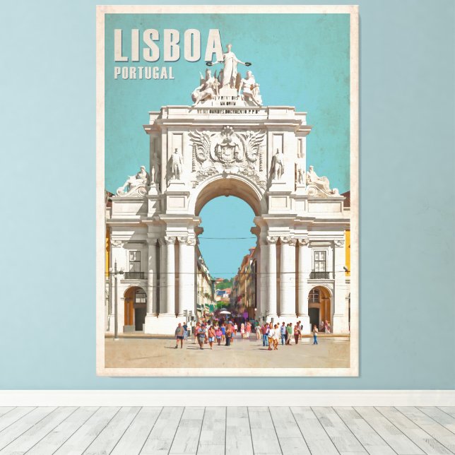 Lienzo Poster de viajes de época. Arco de la calle Lisboa (Insitu (piso de madera))