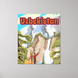 Lienzo Poster de viajes de época de Uzbekistán