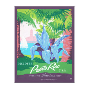 Lienzo Poster de viajes de época promocionando Puerto Ric
