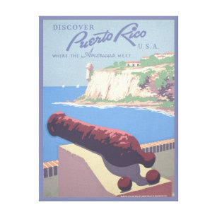 Lienzo Poster de viajes de época promocionando Puerto Ric
