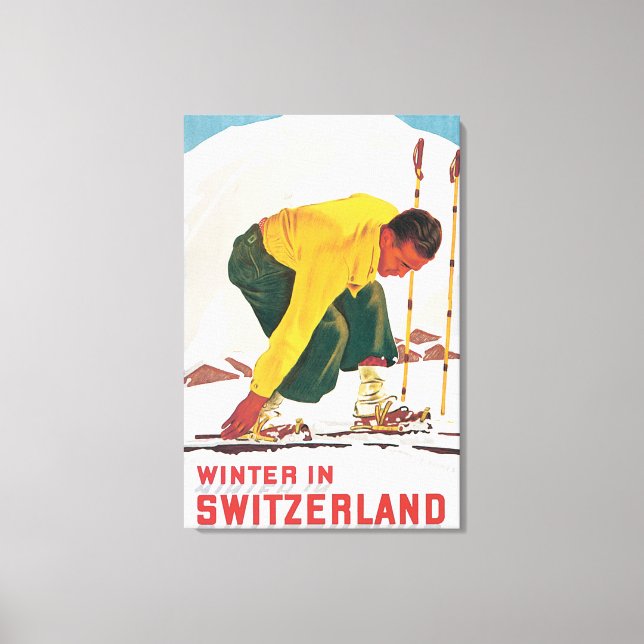 Lienzo Poster de Viajes de Invierno en Suiza (Anverso)