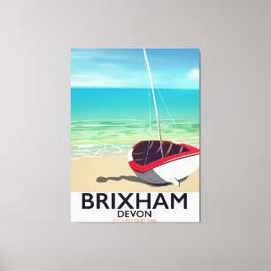 Lienzo Poster de viajes de la época de la playa de Brixha
