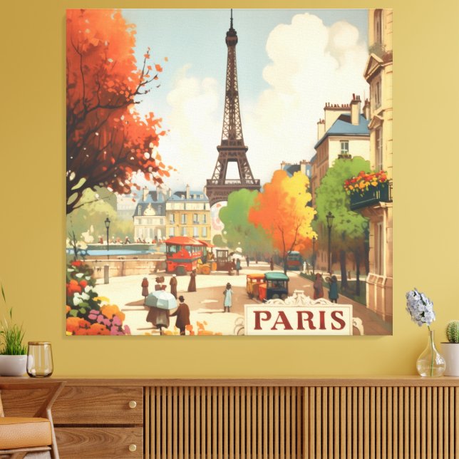 Lienzo Poster de Viajes de la Torre Eifel de París (Insitu (Sala de estar))