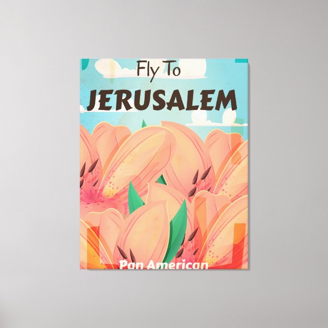 Lienzo Poster de viajes de la vieja ciudad de Jerusalén (Anverso)