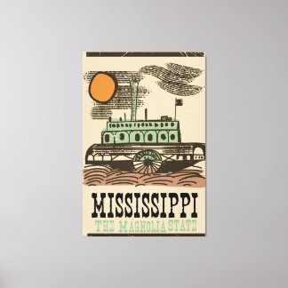 Lienzo Poster de viajes de vintage de barco de Mississipp