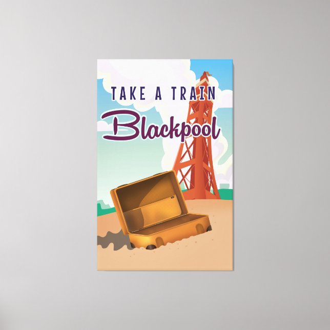 Lienzo Poster de viajes de vintage de Blackpool (Anverso)