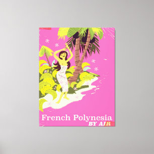 Lienzo Poster de viajes de vintage de la Polinesia France