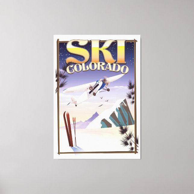 Lienzo Poster de viajes en época de esquí colorado (Anverso)