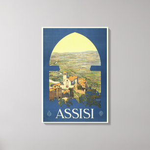 Lienzo Poster De Viajes Vintage De Asís (Italia)