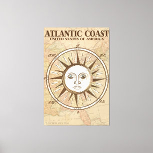 Lienzo Poster de viajes vintage de Atlantic Coast USA