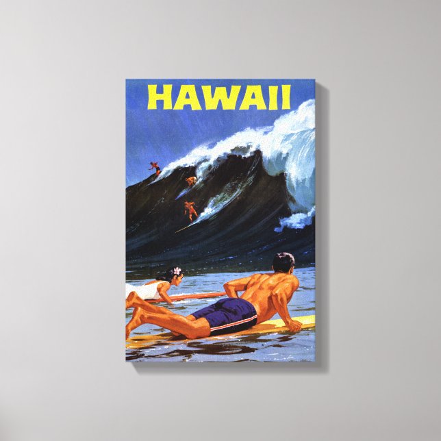 Lienzo Poster de Viajes Vintage de Hawaii restaurado (Anverso)
