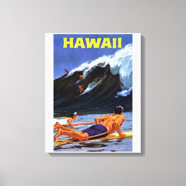 Lienzo Poster de Viajes Vintage de Hawaii restaurado (Anverso)