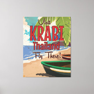 Lienzo Poster de viajes vintage de Krabi Beach Thailand